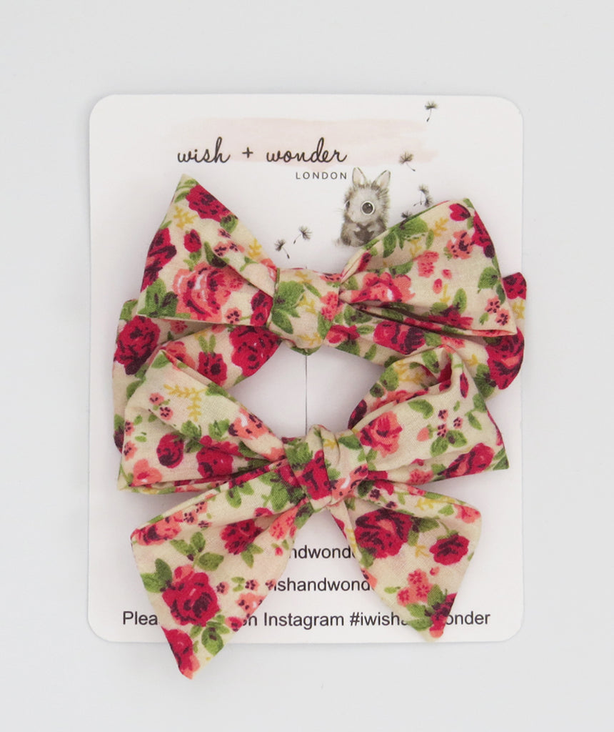Anthoula floral printed pigtail set of hair bows