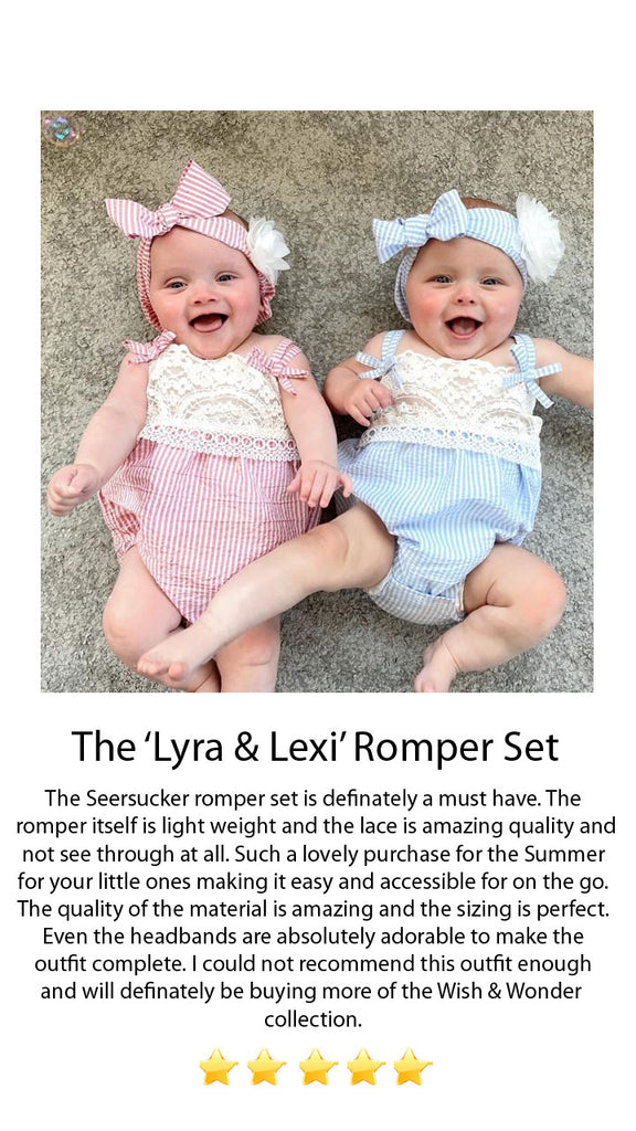 Lyra Seersucker Red Stripe Romper Set
